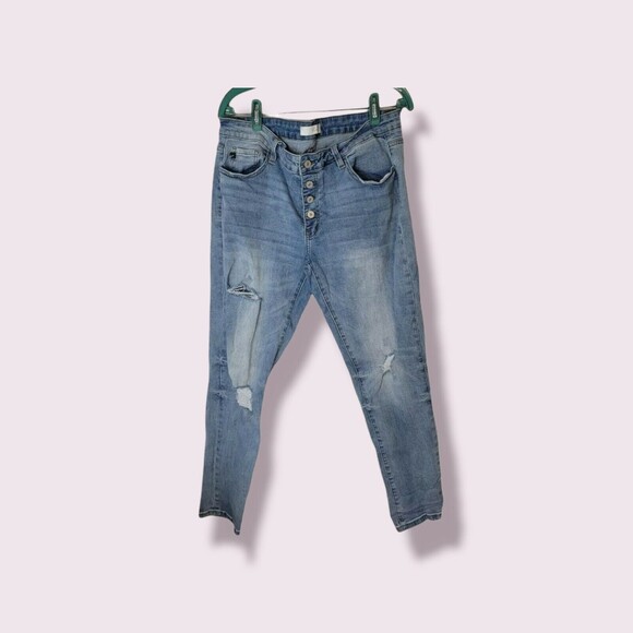 KanCan High Rise Super Skinny Distressed Jean Button Fly Stretch Blue 15/31 Lyla - Picture 3 of 9